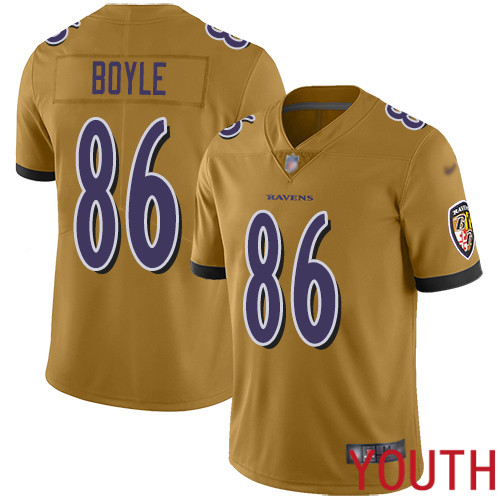 Baltimore Ravens Limited Gold Youth Nick Boyle Jersey NFL Football 86 Inverted Legend